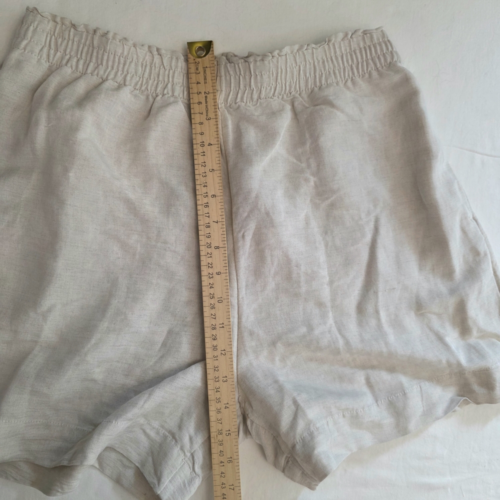 NWT H&M Linen Blend Shorts‎ M Beige Flowy Vacation Resortwear Beach Breathable - Picture 9 of 10